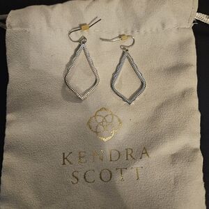 Kendra Scott Silver Openwork Teardrop Dangle Earrings